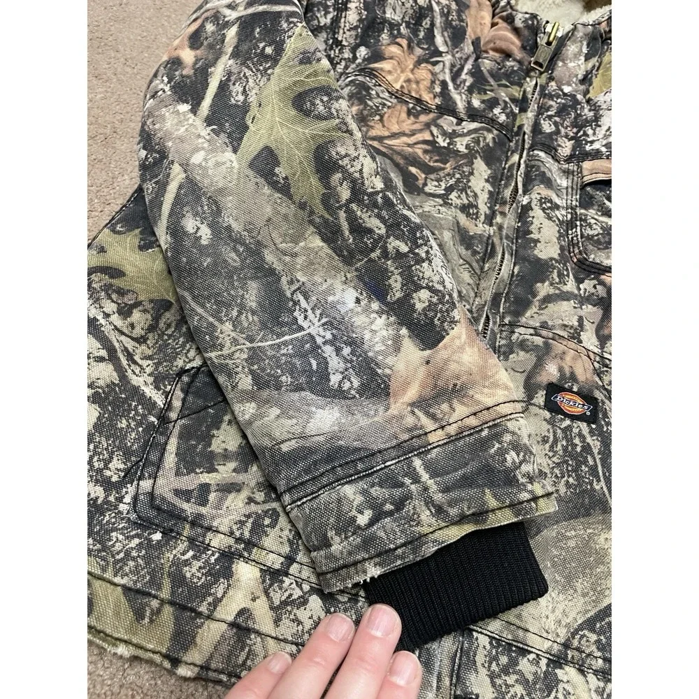 BOYS DICKIES SHERPA LINED DUCK Winter JACKET Medium CAMO‎ Zip Front
